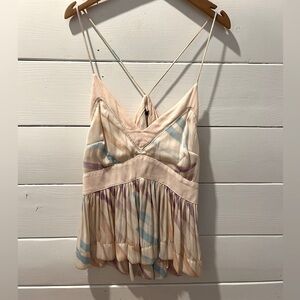 Free People Pastel Pleated Babydoll Cami – Size 2